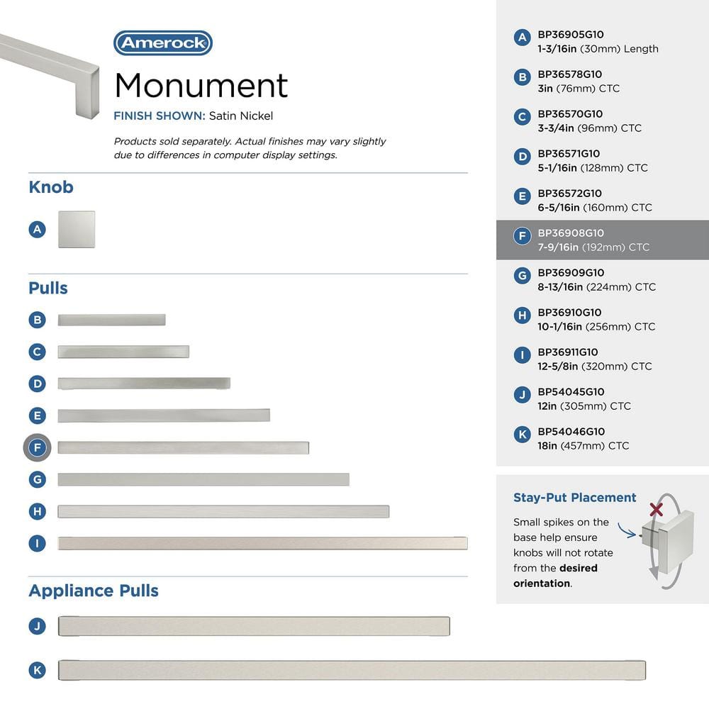 Monument 7-9/16 inch Satin Nickel Cabinet Pull with Mounting Hardware