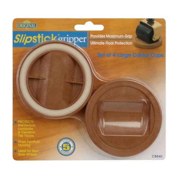 Slips 3-1/4" Bed Roller/Furniture Wheel Gripper Caster Cups 4pc Chocolate Brown 