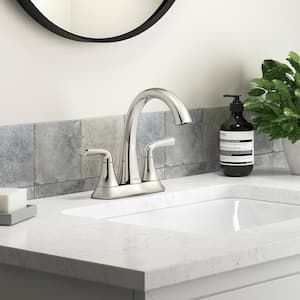 Sundae 4 in. Centerset Double Handle Bathroom Faucet in Vibrant Polished Nickel