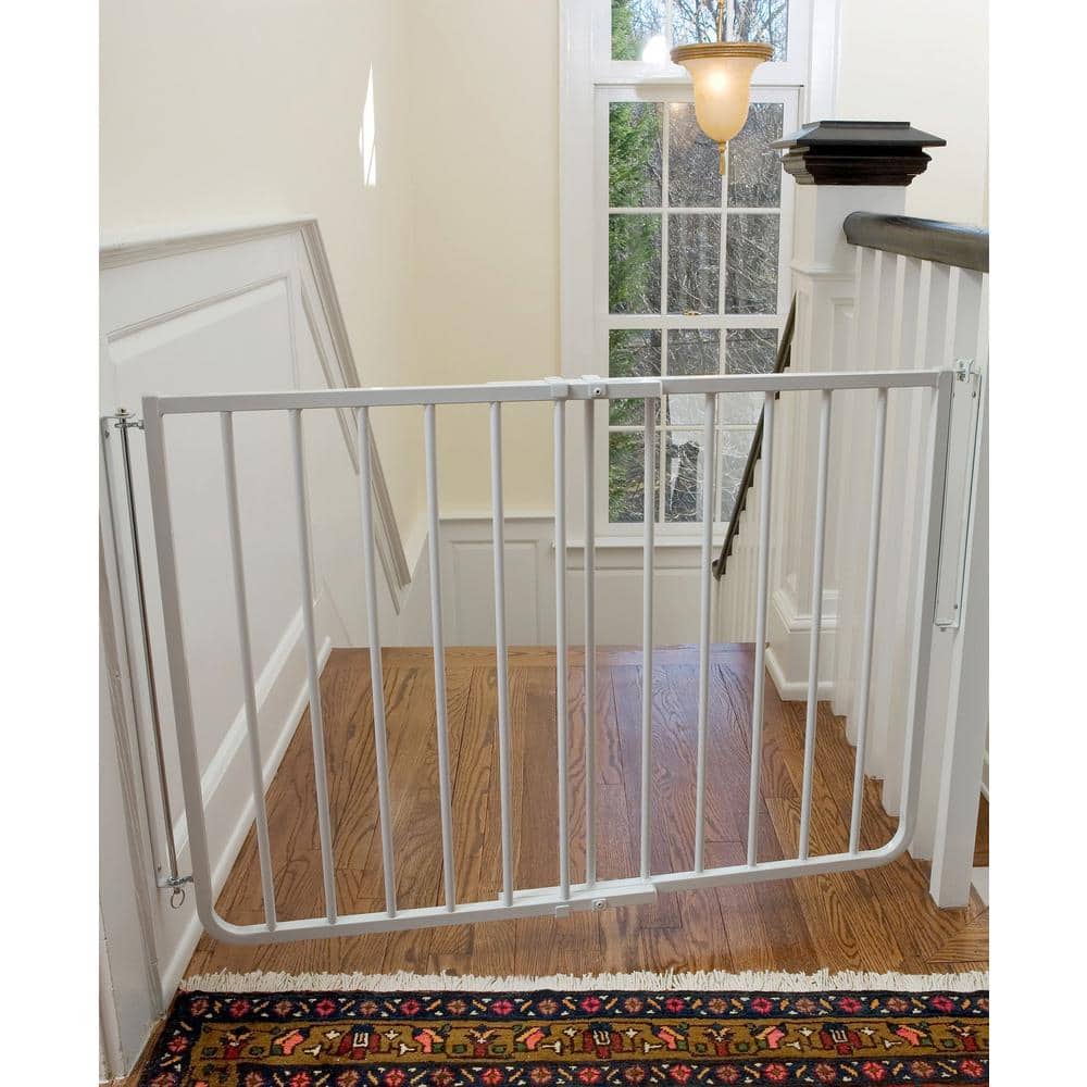 Adjustable White Aluminum Stairway Swinging Safety Gate