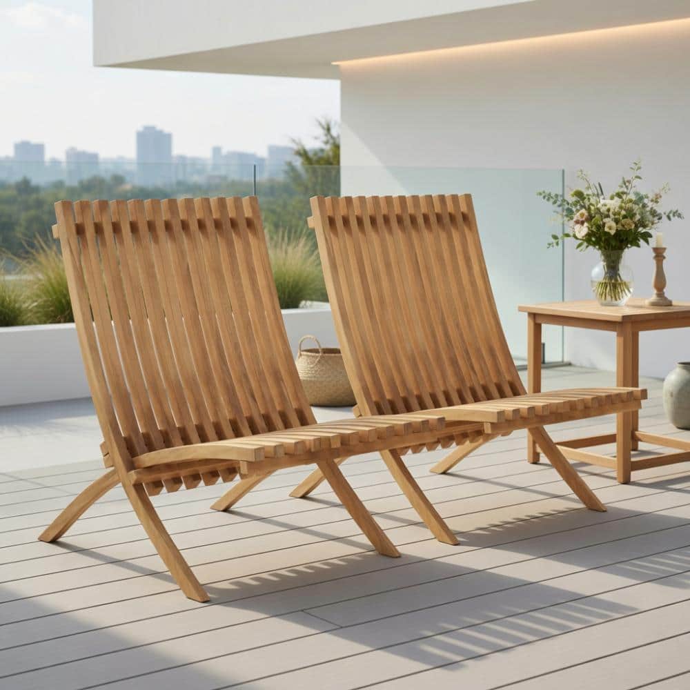 Premium Folding Teak Wood Outdoor Lounge Chair – Slatted Seat & Backrest, Ergonomic Design, 330 lb Capacity, Easy-Store price history on PriceWatchPro