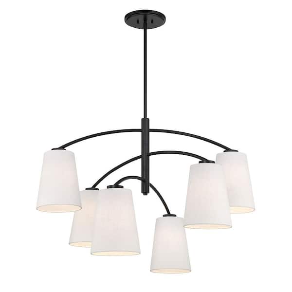 Minka Lavery Headington 6-Light Black Branch Chandelier for Dining Room with No Bulbs Included