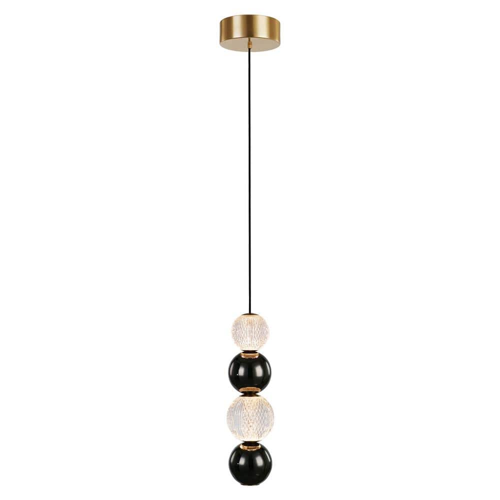 Onyx 5 in. 1 Light 11-Watt Natural Brass Integrated LED Pendant Light