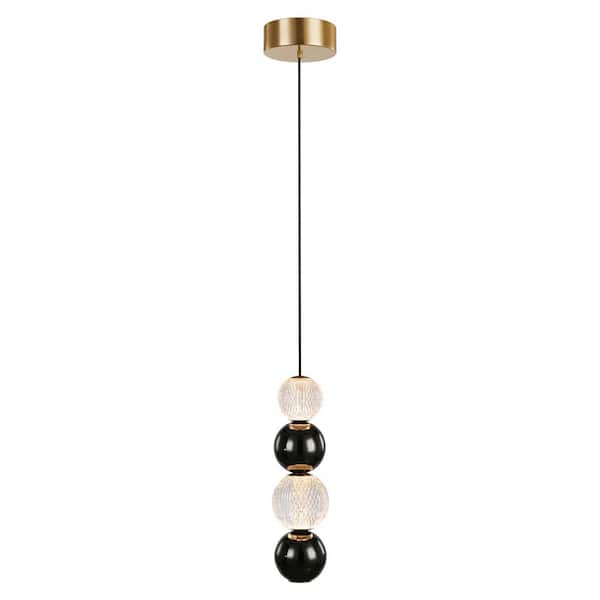 ALORA Onyx 5 in. 1 Light 11-Watt Natural Brass Integrated LED Pendant Light
