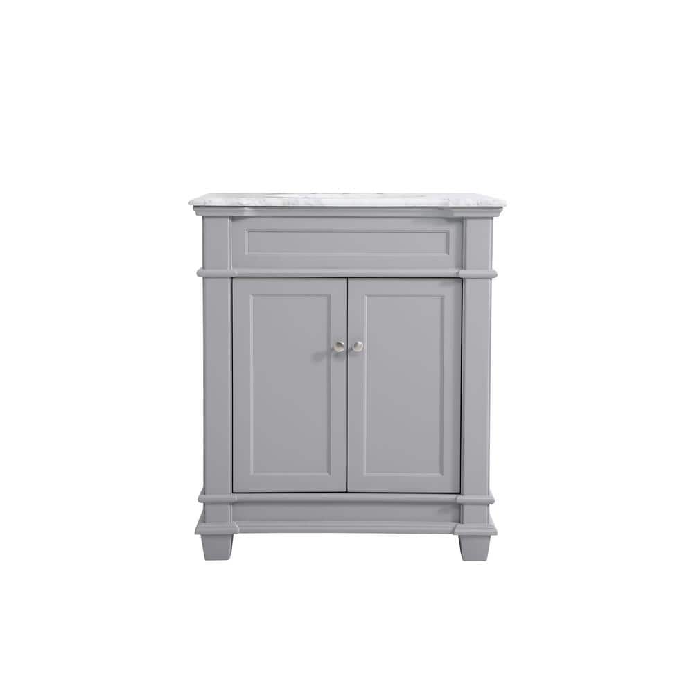 Simply Living 30 in. Single Bathroom Vanity in Grey with Marble Vanity Top 