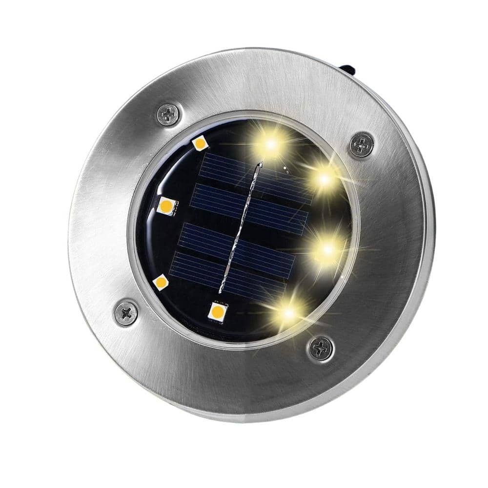 12-Pack Stainless Steel Solar LED Ground Lights