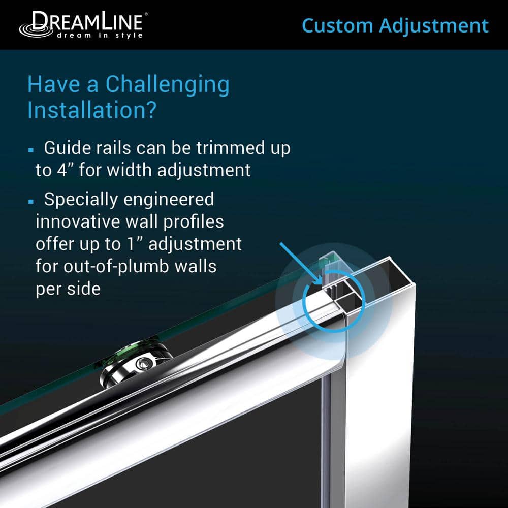 Infinity-Z 60" x 76.75" Frosted Glass Frameless Sliding Shower Kit