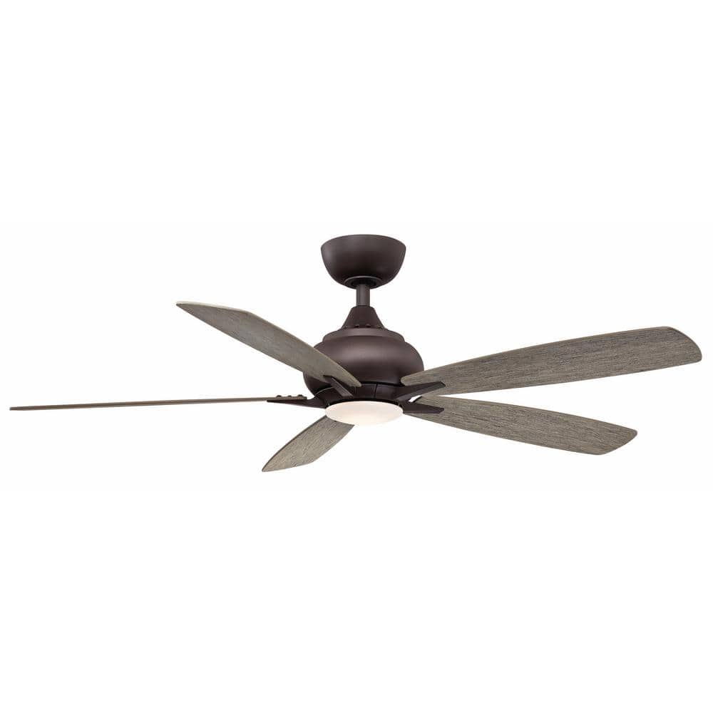 Matte Greige and Weathered Wood Ceiling Fan with LED Light