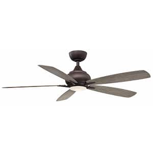 Doren 52 in. Integrated LED Matte Greige Ceiling Fan with Opal Frosted Glass Light Kit and Remote Control
