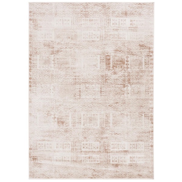 SAFAVIEH Whisper 8 ft. x 10 ft. Beige/Light Beige Distressed Oriental Area Rug