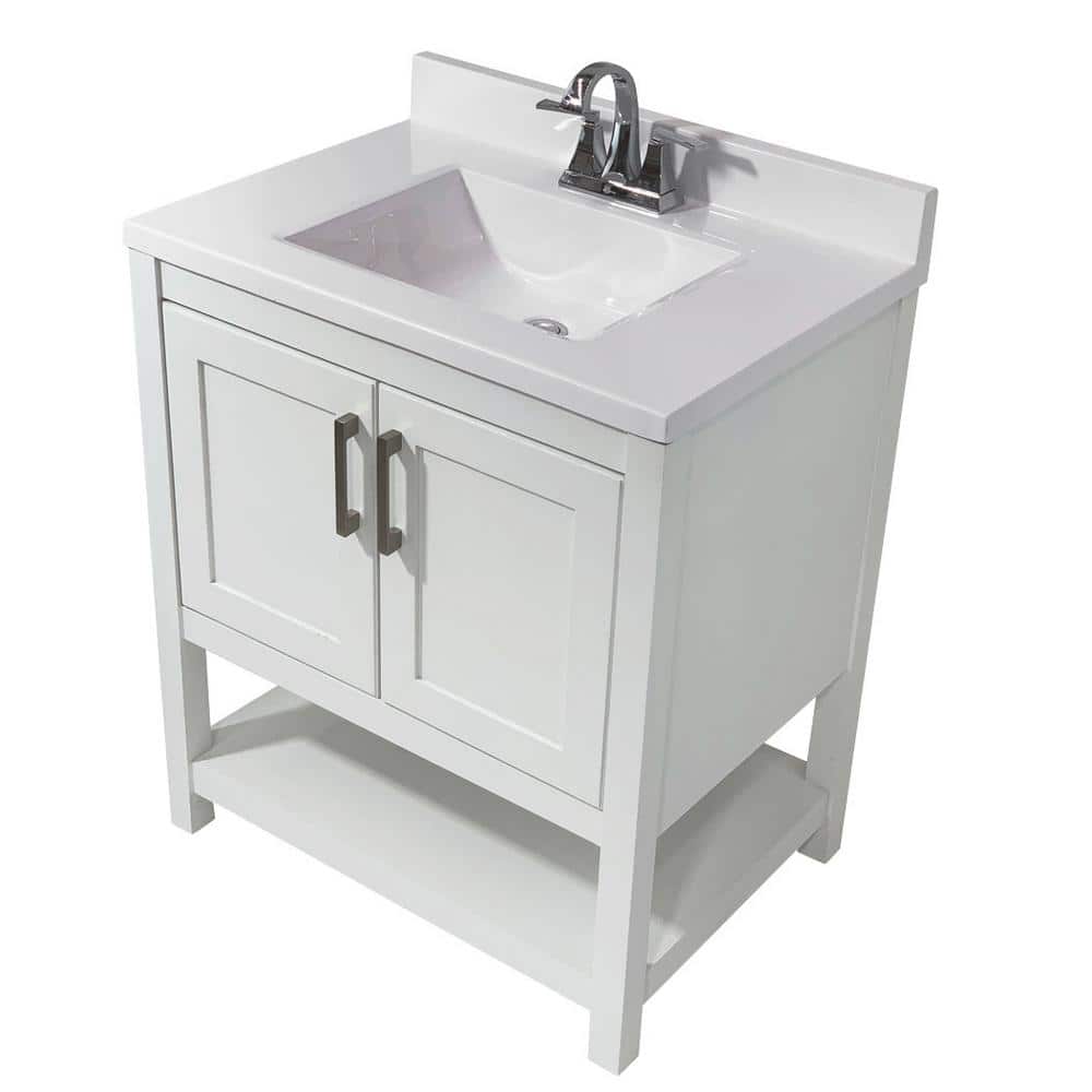 Tufino 31'' White Freestanding Bathroom Vanity with Marble Top