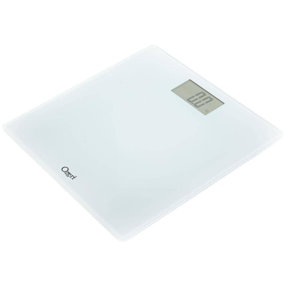 White Tempered Glass Digital Bathroom Scale with LCD Display