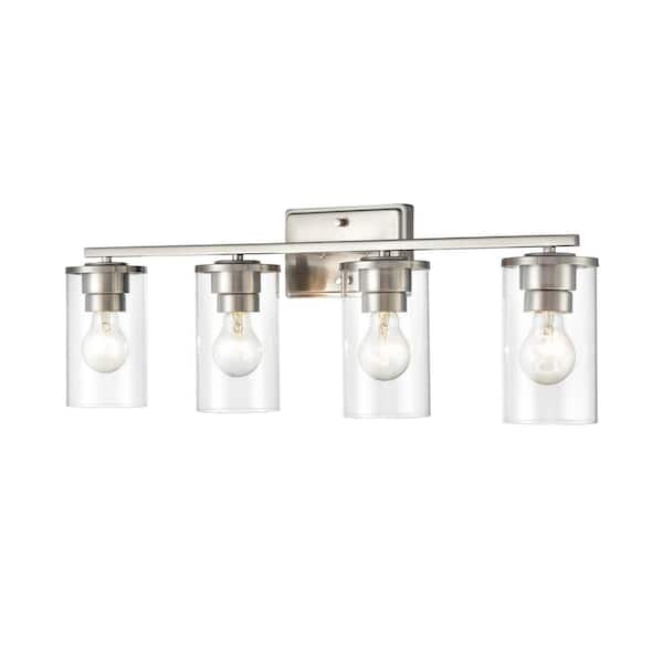 Millennium Lighting Verlana 27.62 in. 4-Light Brushed Nickel Vanity Light with Clear Glass Shade
