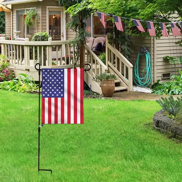ANLEY 37 in. x 14 in. Wrought Iron Garden Flag Stand - Upgraded