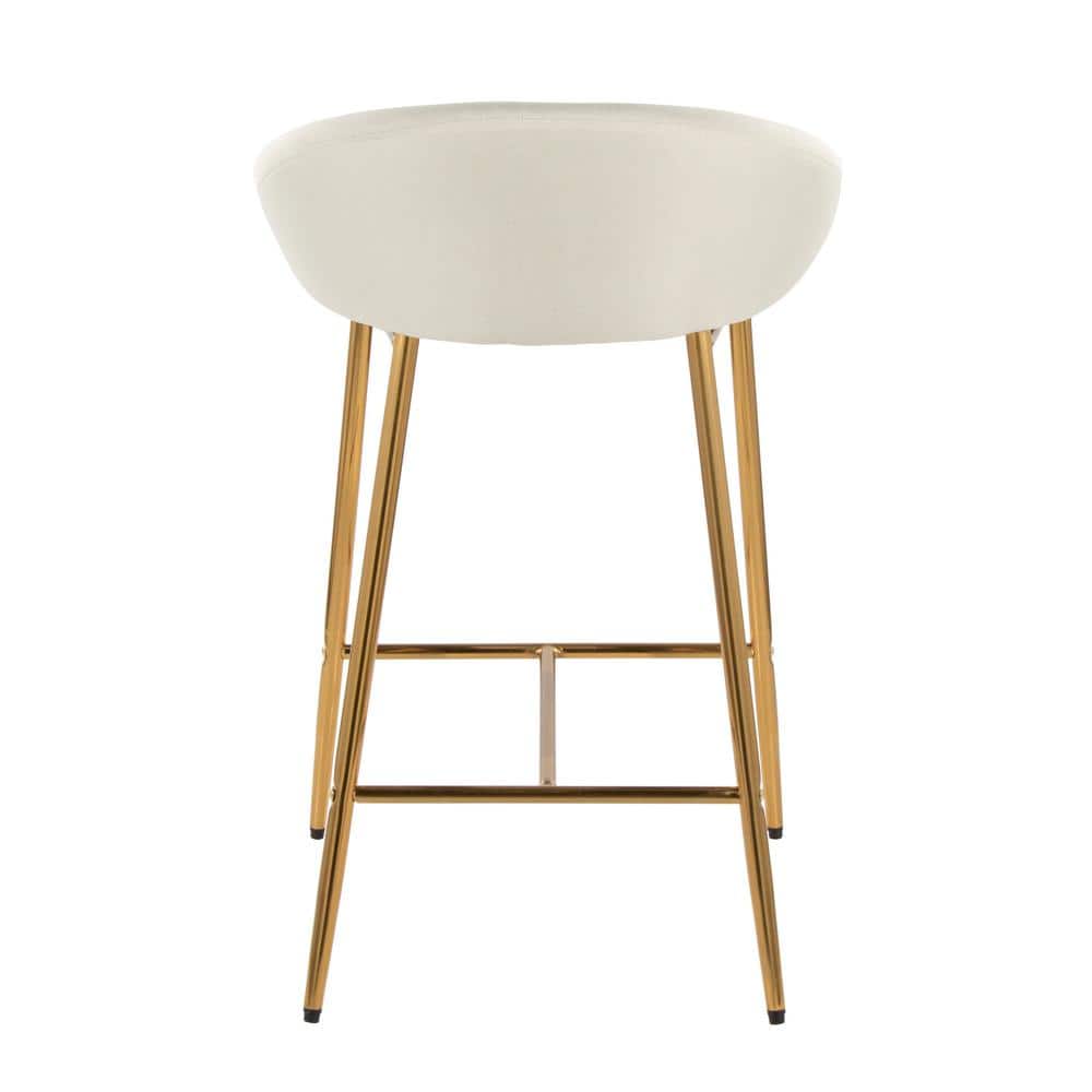 Elegant Gold and Cream Curved Counter Stools, Set of 2