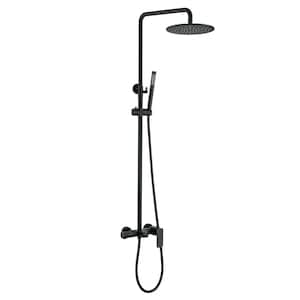 Single Handle 1-Spray Wall Mount Shower Faucet 1.6 GPM with Ceramic Disc Valves Exposed Shower System in. Matte Black