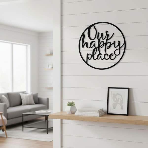 11.8 in. x 11.8 in. black Welcome Metal Sign Wall Decor Art
