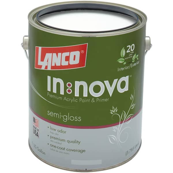 Lanco 5 Gal. Innova 2-in-1 Paint and Primer White and Pastel Base  Interior/Exterior Semi-Gloss Latex Paint IN3935-2 - The Home Depot