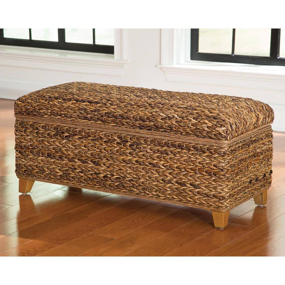 Coaster Laughton Amber Hand-Woven Banana Leaf Dining Bench 41.25 in. W ...