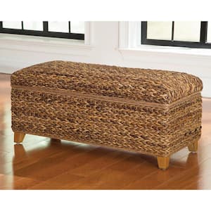 Laughton Amber Hand-Woven Banana Leaf Dining Bench 41.25 in. W