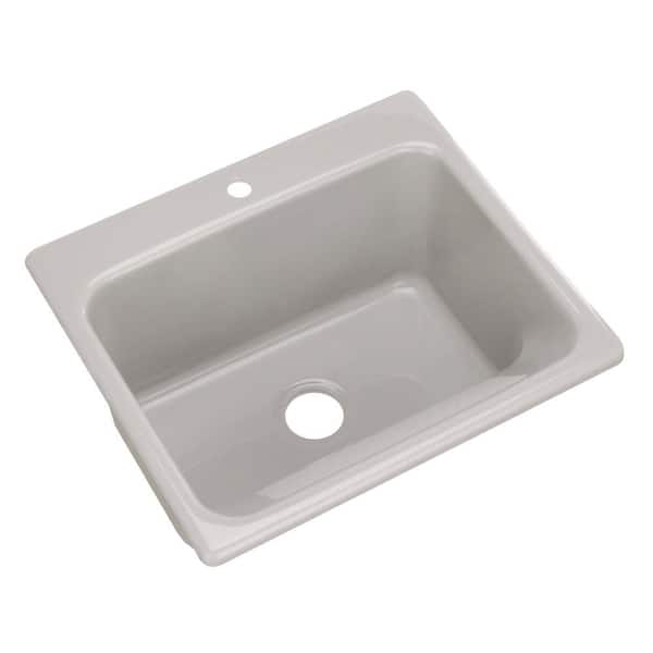 Thermocast Kensington Drop-In Acrylic 25 in. 1-Hole Single Bowl Utility Sink in Ice Grey