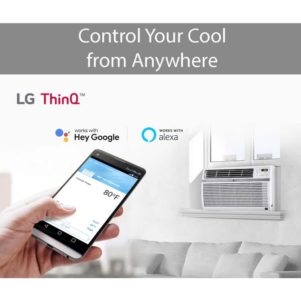 LG 12,000 BTU White Smart Window Air Conditioner with Remote