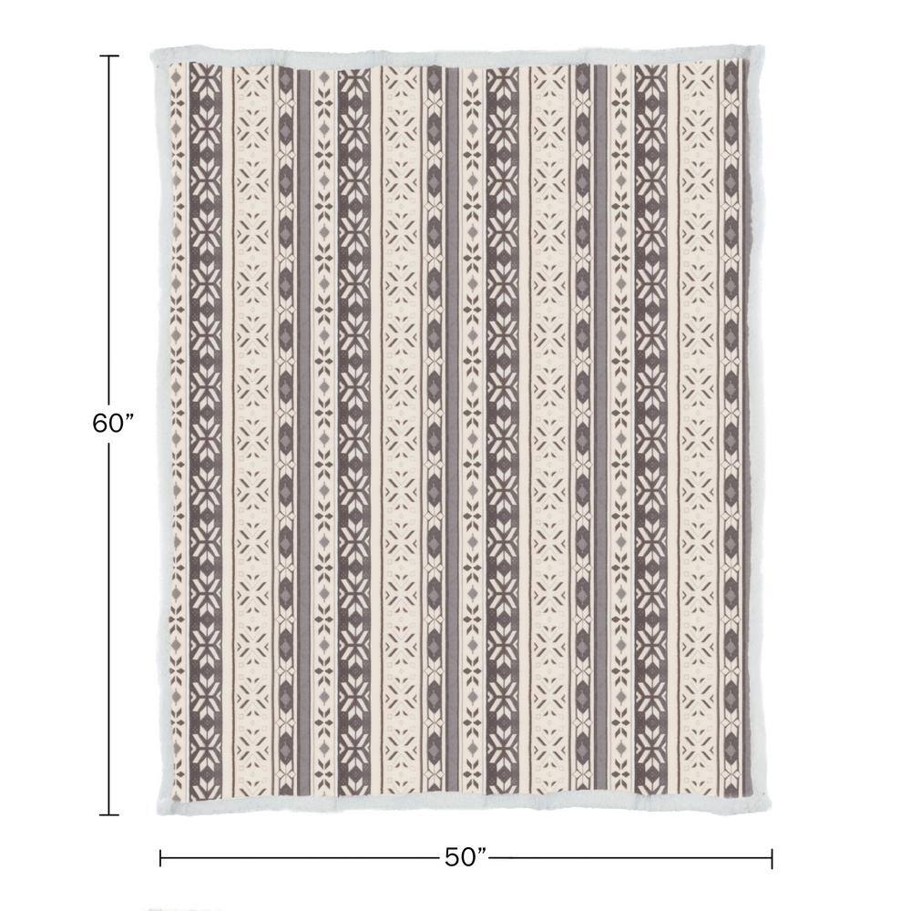 Gray Diamond Fleece Sherpa Reversible Winter Blanket