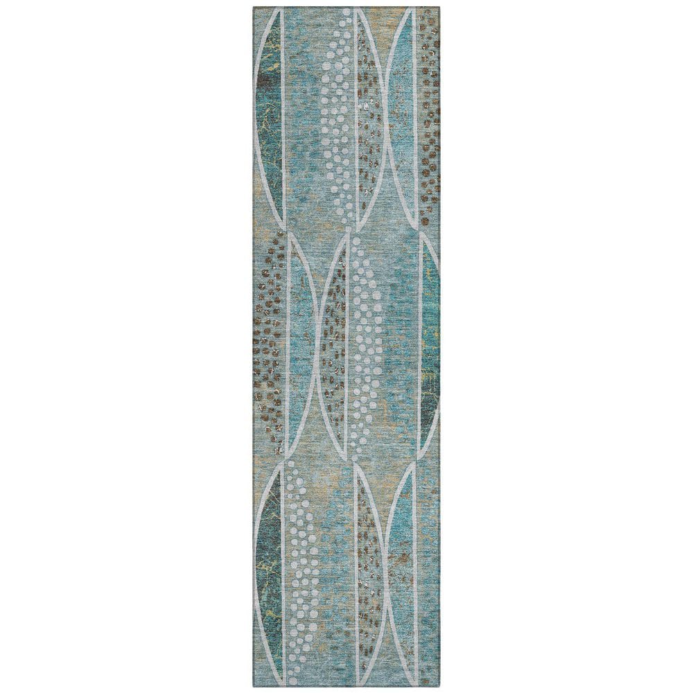 Chantille Machine Washable Indoor/Outdoor Abstract ACN2711 Teal 2 ft. x 7 ft. Runner Rug price history on PriceWatchPro