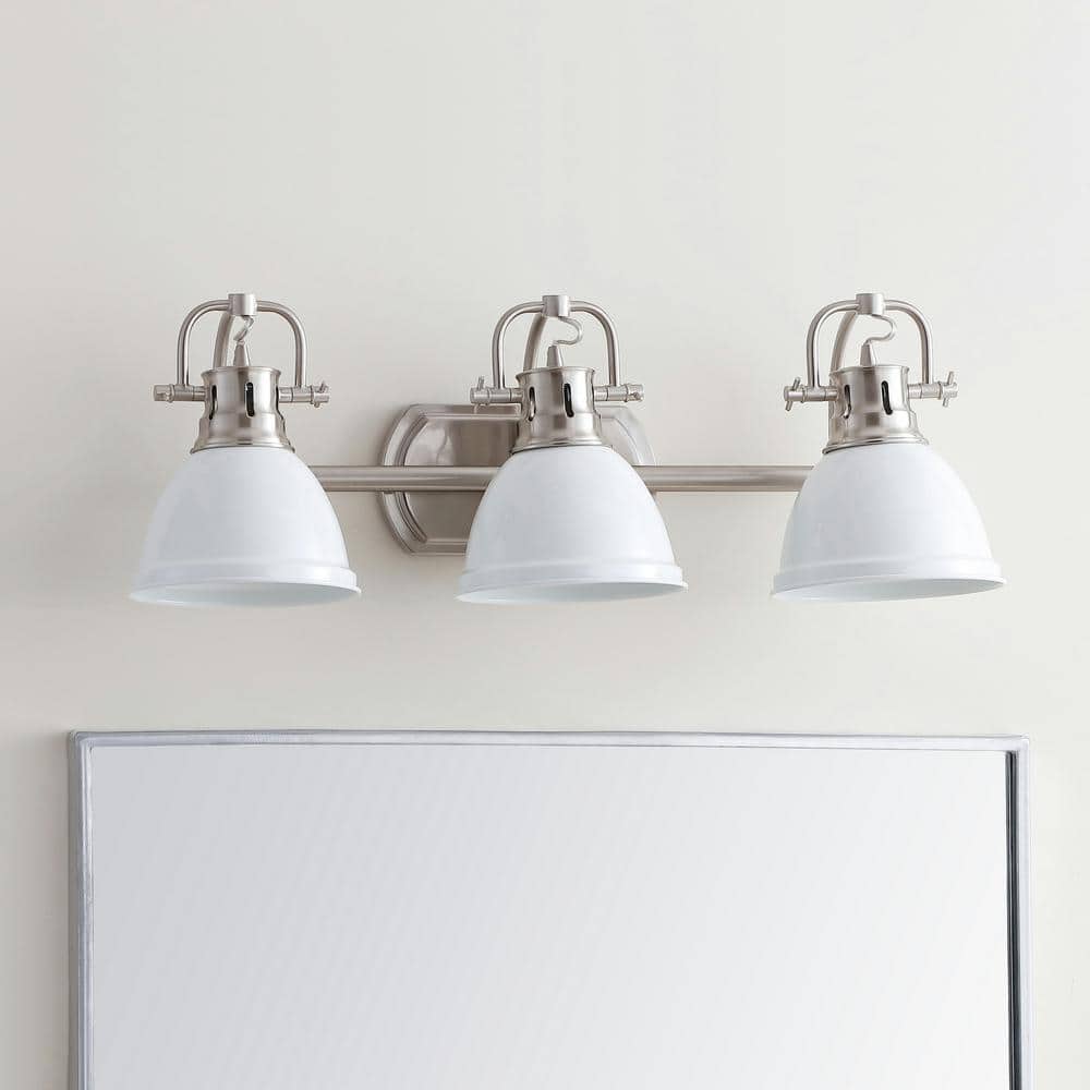 Roland 24.25" White and Nickel Three-Light Bathroom Sconce