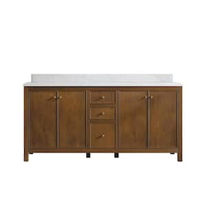 Chicago Veneer 72 in. W x 22 in. D x 36 in. H Double Sink Bath Vanity in Dark Natural with 1.5" Empira White Qt. Top