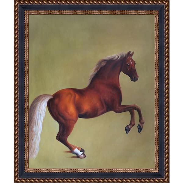 LA PASTICHE Whistlejacket by George Stubbs Verona Black and Gold Braid Framed Animal Oil Painting Art Print 24.75 in. x 28.75 in.