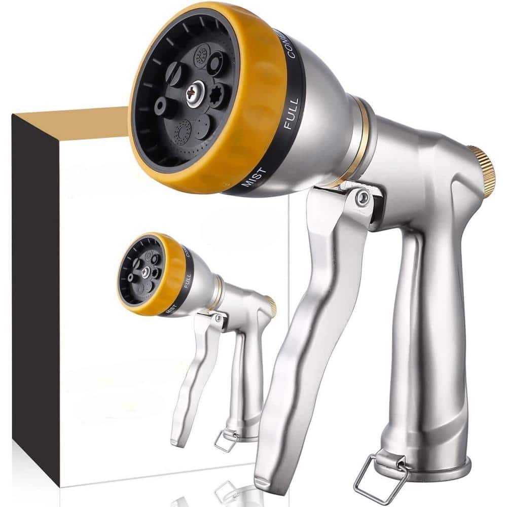 Garden Hose Nozzle Heavy-Duty, 100% Metal Spray Nozzle High Pressure Water 