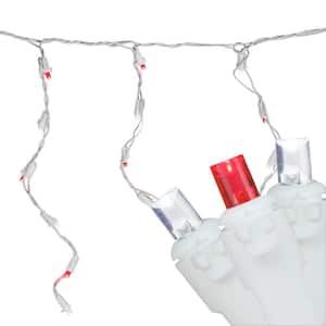 6.75 ft. 100-Light Red and Pure White LED Wide Angle Icicle Lights