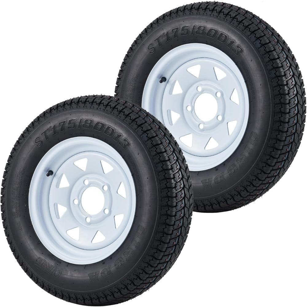 2-Pack ST175/80D13 Trailer Tires with 13 inch Rims, 5 Lug on 4.5 inch, Load Range C, 6PR price history on PriceWatchPro