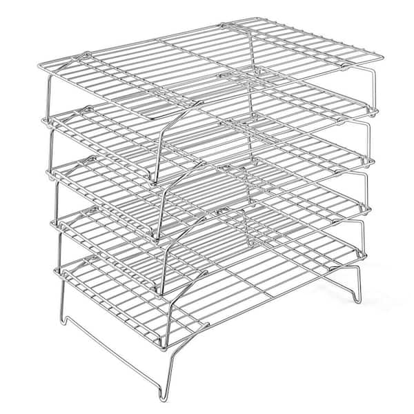 5-Tier Heavy Duty Stainless Steel Cooling Rack, Stackable Baking Cooking Racks for Cooling Roasting Grilling, Oven Safe