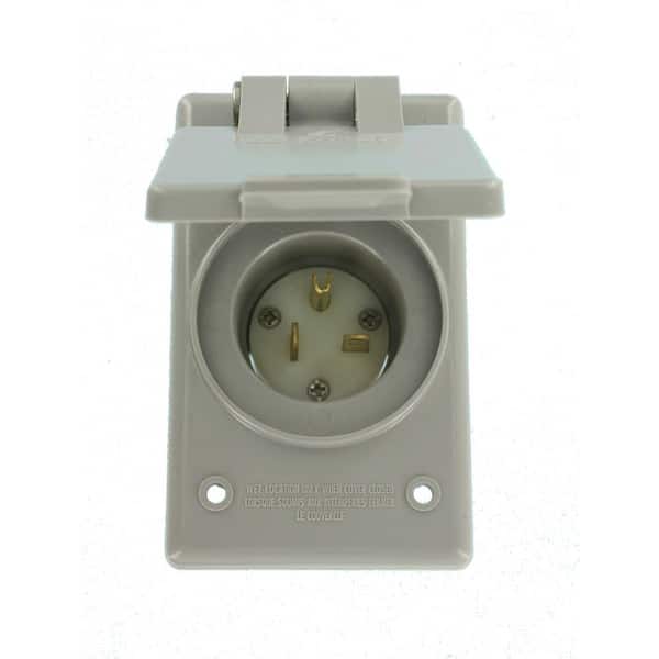 20 Amp 250-Volt Straight Blade Grounding Power Inlet Outlet, Gray 5478-CWP