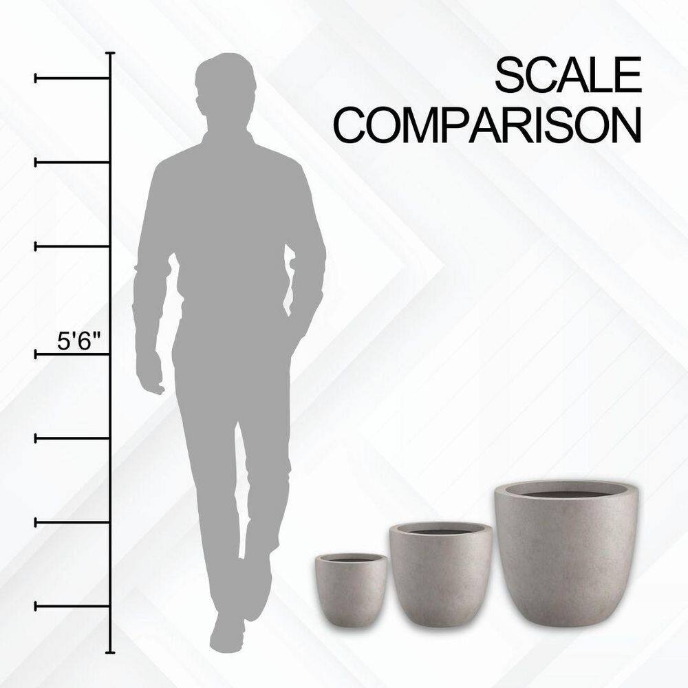 Weathered Concrete Round Planter Set with Drainage Holes