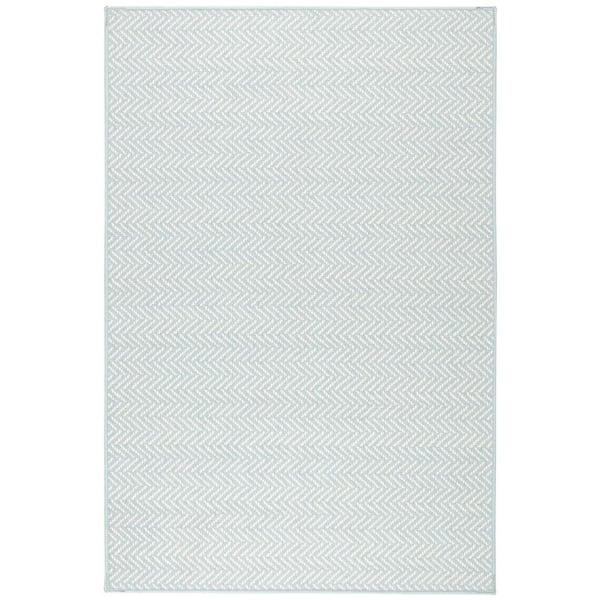 Herringbone Machine Washable Swedish Blue 6 ft. x 9 ft. Indoor Area Rug