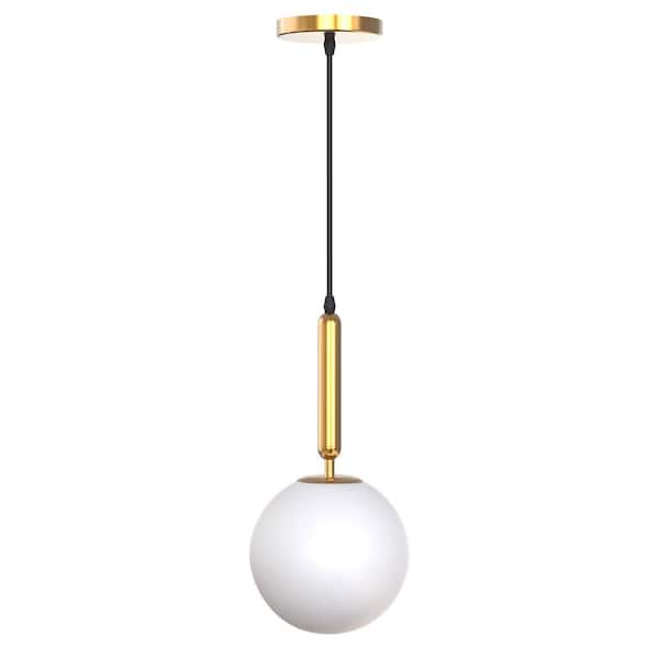 Briignite Gold Modern 60-Watt 1-Light Mini Pendant Light with Globe Shade