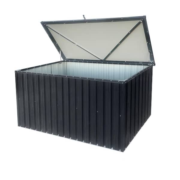 161 Gal. Outdoor Black Metal Storage Deck Box Store Small for Garden, Patio, or Terrace.