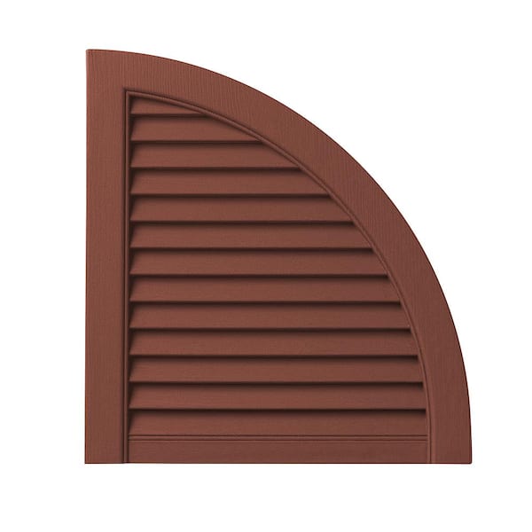 Ply Gem 16 in. x 15. in. Polypropylene Open Louvered Design Red Arch Shutter Top Pair