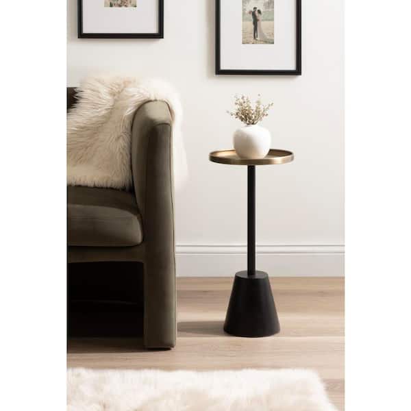 Tira 10 in. Gold Round Metal End Table