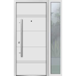 1705 48 in. x 80 in. Right-hand/Inswing White Enamel Steel Prehung Front Door with Hardware