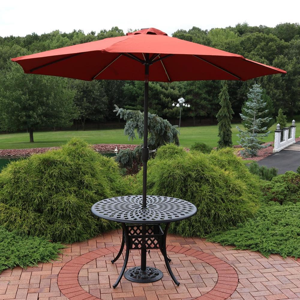 Black Cast Iron Decorative Rose Blossom Patio Umbrella Base Stand