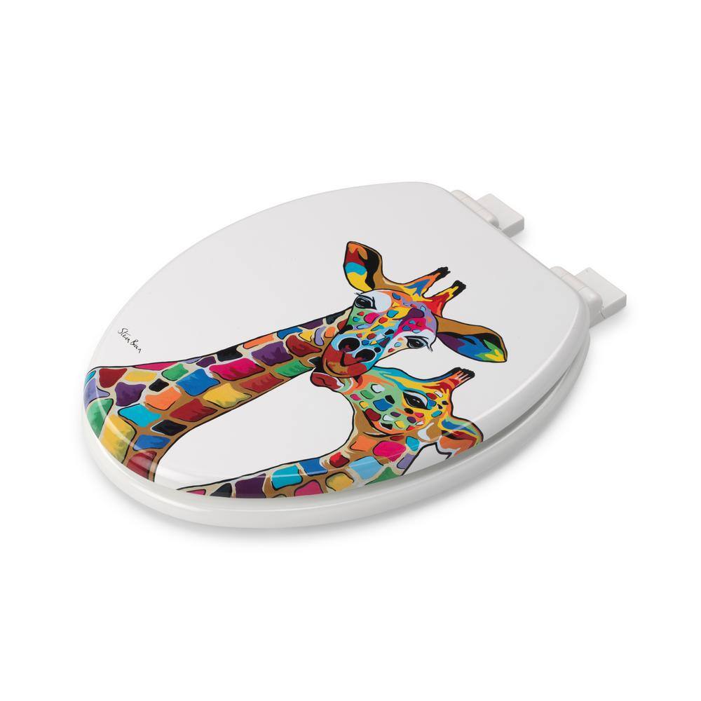 Colorful Giraffes Design Soft Close Elongated Toilet Seat