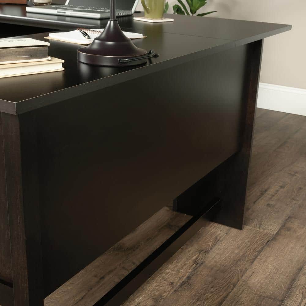 Estate Black L-Shaped Computer Desk with Drawer and Filing Cabinet
