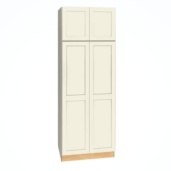 Quick Ship Cottage 30 in. W x 24 in. D x 84 in. H Assembled Plywood Shaker 2-Door Pantry Kitchen Cabinet in Starlight