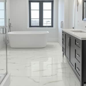 Aria Bianco 12 in. x 24 in. Polished Porcelain Marble Look Floor and Wall Tile (704 sq. ft./Pallet)