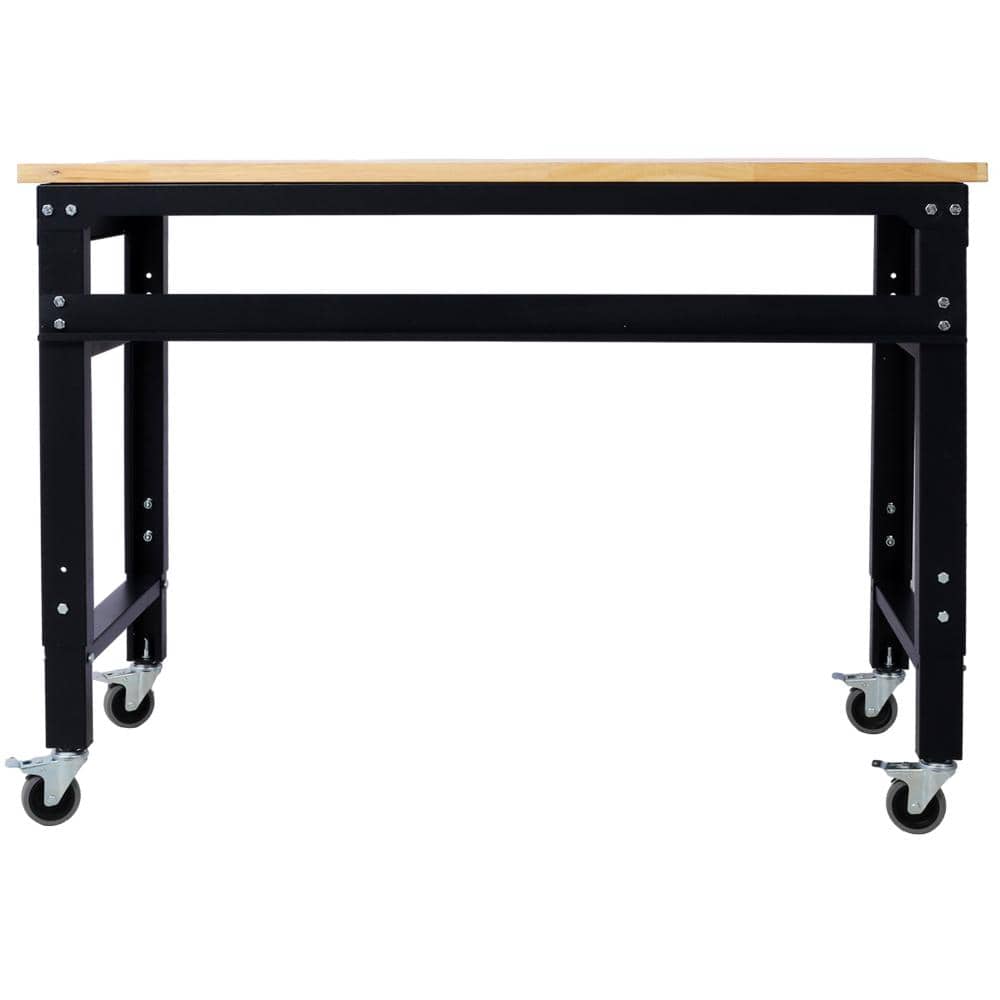 "48"" Multi-Functional Rolling Workbench, 5-Level Adjustable Height Table, Steel Frame with Acacia Wood Top, Locking Caste" price history on PriceWatchPro