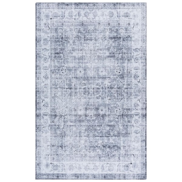 SAFAVIEH Arizona Gray/Beige 3 ft. x 5 ft. Machine Washable Distressed Traditional Ornate Area Rug
